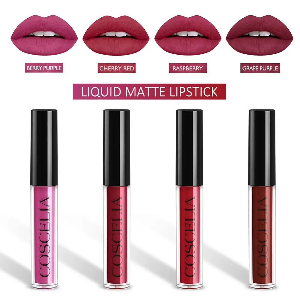 Lipstick 03 4 цвета, женский набор косметики для губ, водостойкая матовая губная помада, набор, Матовая жидкая губная помада, увлажняющие губные помады - Цвет: Lipstick 03