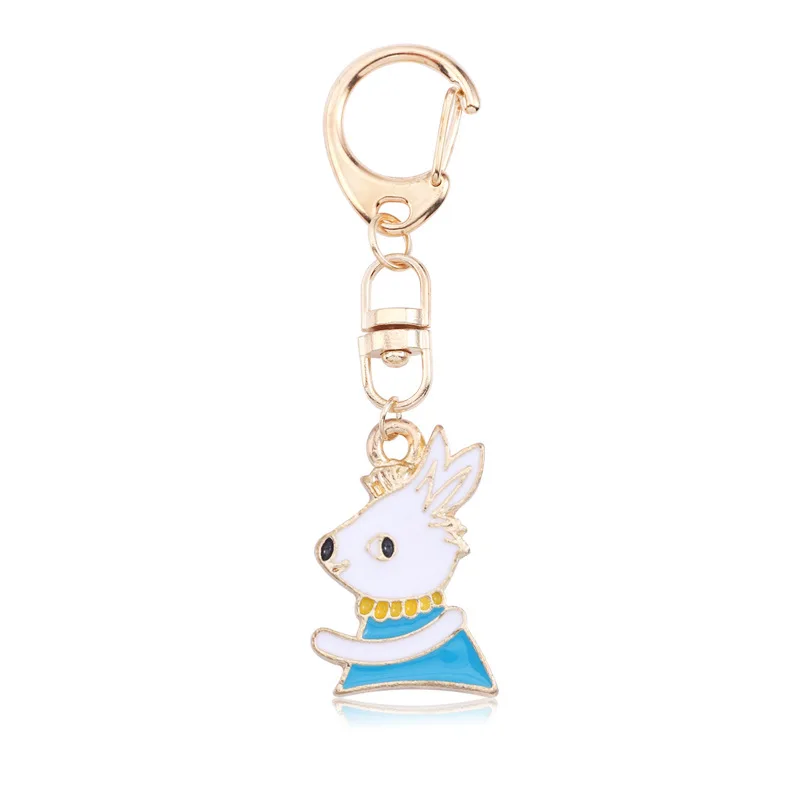 Blue rabbit Модный мультяшный брелок для ключей с маленьким животным, милый белый кролик, лиса, кот, подвеска, студенческий брелок для девочек, школьная сумка, подвеска, подарок, ювелирное изделие - Цвет: Blue rabbit