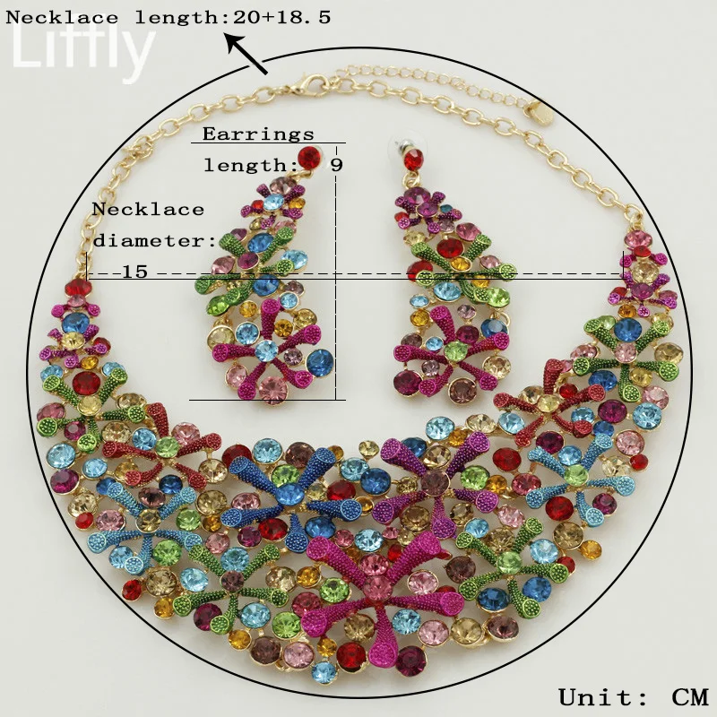 Liffly итальянские ювелирные наборы преувеличены ювелирных изделий Цвет Кристалл
