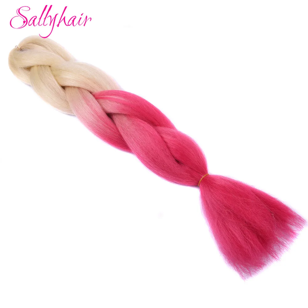 T1B/красный Sallyhair Омбре плетение волос для наращивания 2 тона цвет 1 упаковка 24 дюйма Высокая температура Большие синтетические косы объемные волосы черный - Цвет: T1B/красный