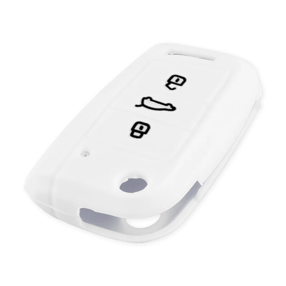 Белый Силиконовый чехол для ключей Dandkey для Volkswagen VW Golf MK7 Tiguan для Skoda Octavia для Seat Leon Ibiza Key - Название цвета: Белый