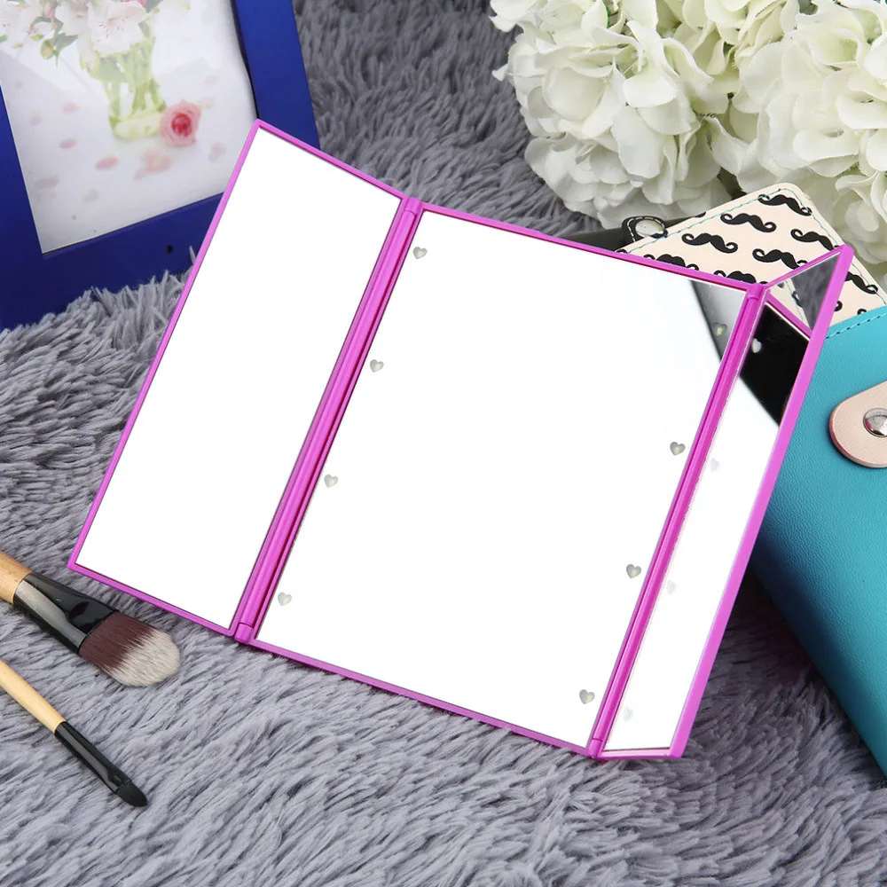 Новое складное портативное женское зеркало с 8 светодиодами косметическое для