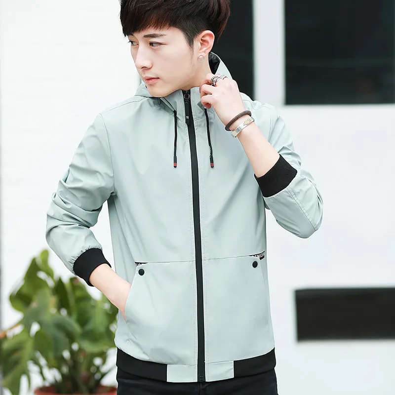 Модная мужская повседневная куртка с капюшоном и застежкой молнией длинными