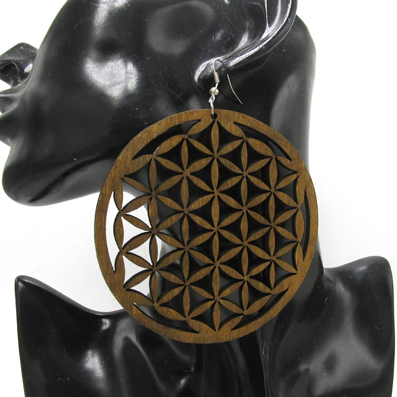 

3 inch Big Size Africa Shape Wood Drop Earrings