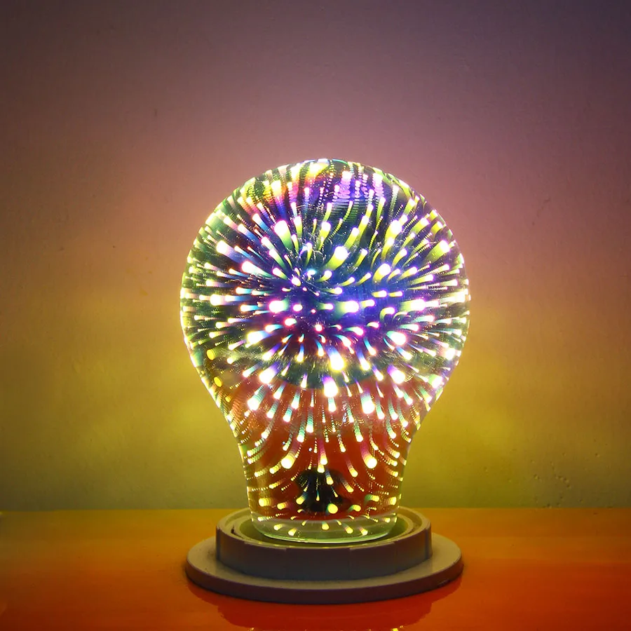 A60 Fireworks 3D красочный светодиодный лампочка AC 220 В лампа E27 фейерверк 3D звезда светодиодный лампочка 4 Вт светодиодный лампочка Bombillas для праздничного Рождественского украшения - Испускаемый цвет: A60 Fireworks