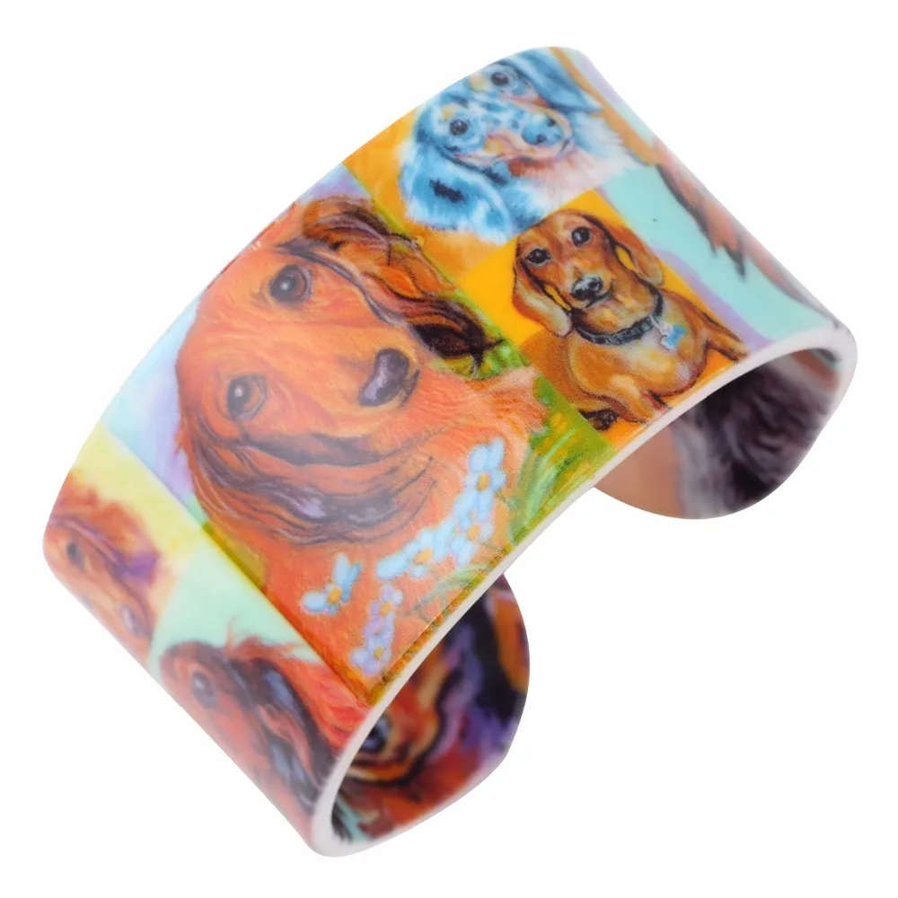 Акриловый браслет Bonsny широкий лежащий Такса браслеты с собакой уникальное