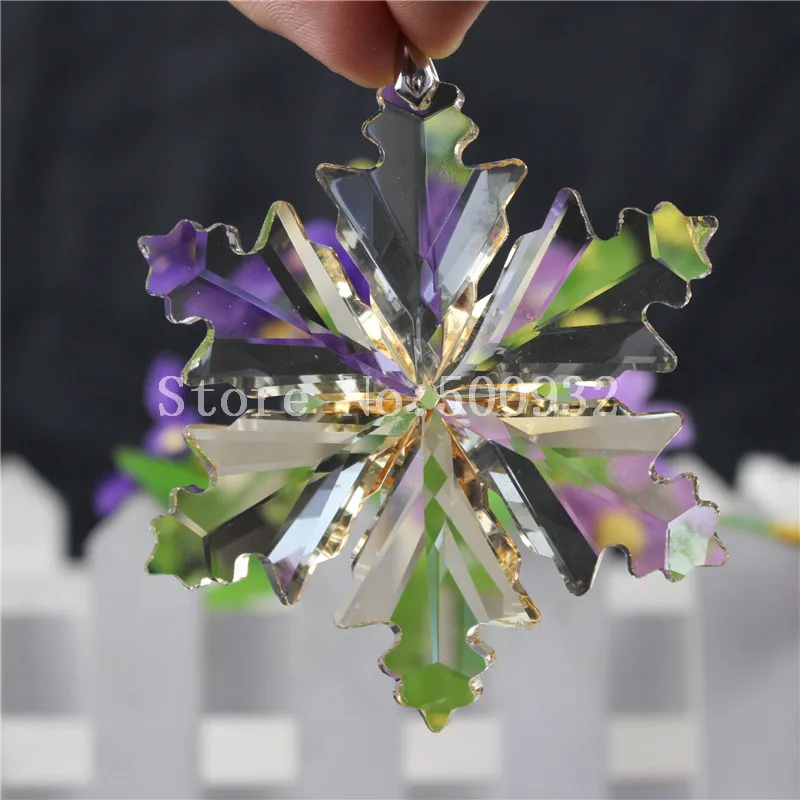 Бесплатная доставка янтарный цвет 2 шт./лот большой кристалл Рождество Снежинка