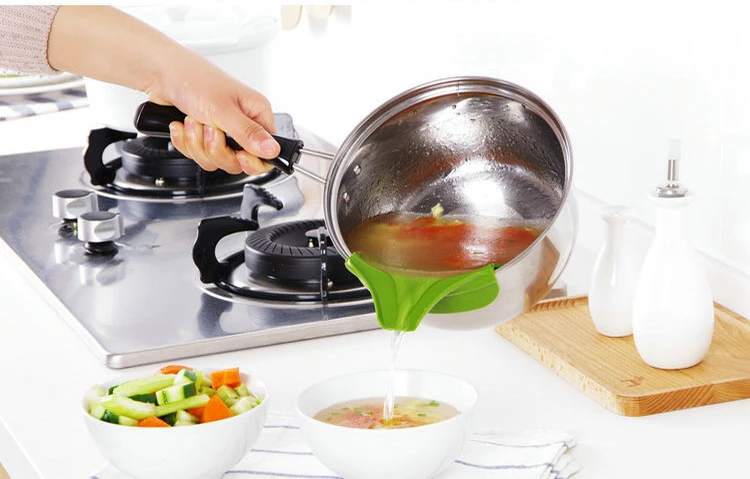 Противоскользящая кухонная утварь, дефлектор края, креативный Универсальный гаджет, кухонные принадлежности, силиконовая воронка