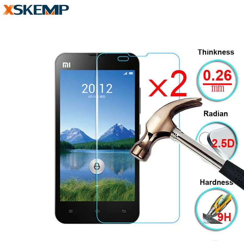 2 шт./лот 9H 2.5D Закаленное стекло для Xiaomi RedMi Mi2 3 4 4A Pro NOTE 3S Защитная пленка ЖК экрана