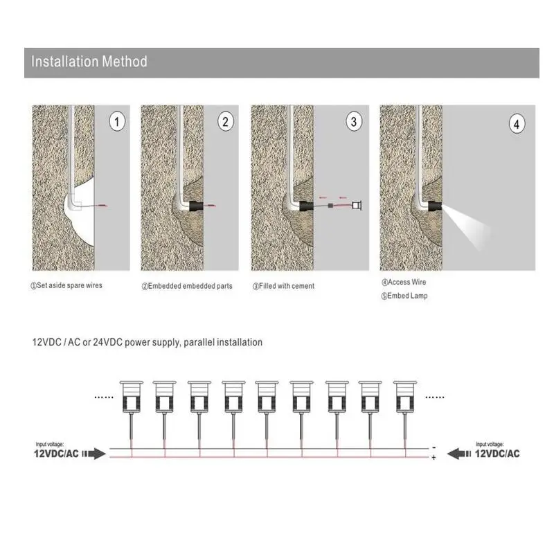 Встраиваемый настенный светильник для ступенек лестницы 12 шт. уличное