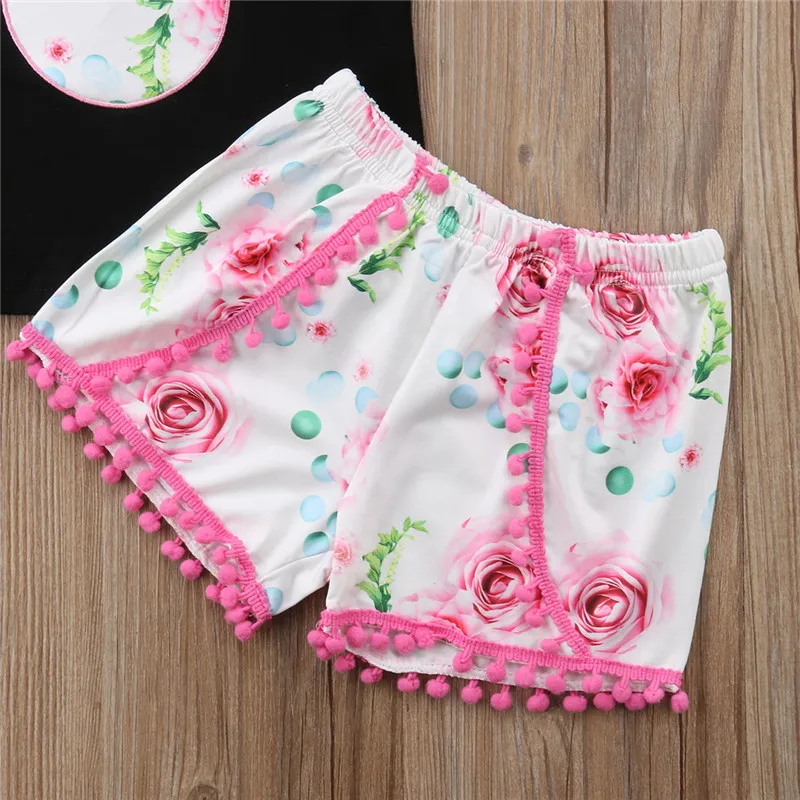 Cute Kid Baby Girl Mini Mouse Clothes T-shirt Tops +Flower Shorts Sunsuit Outfit Set Ruffles Short Sleeve Cotton Summer | Детская одежда