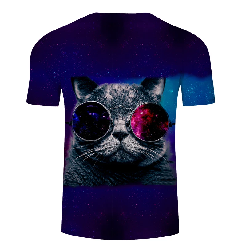 Очки кошки футболки мужские с принтом женская футболка 3D забавная Футболка Топ