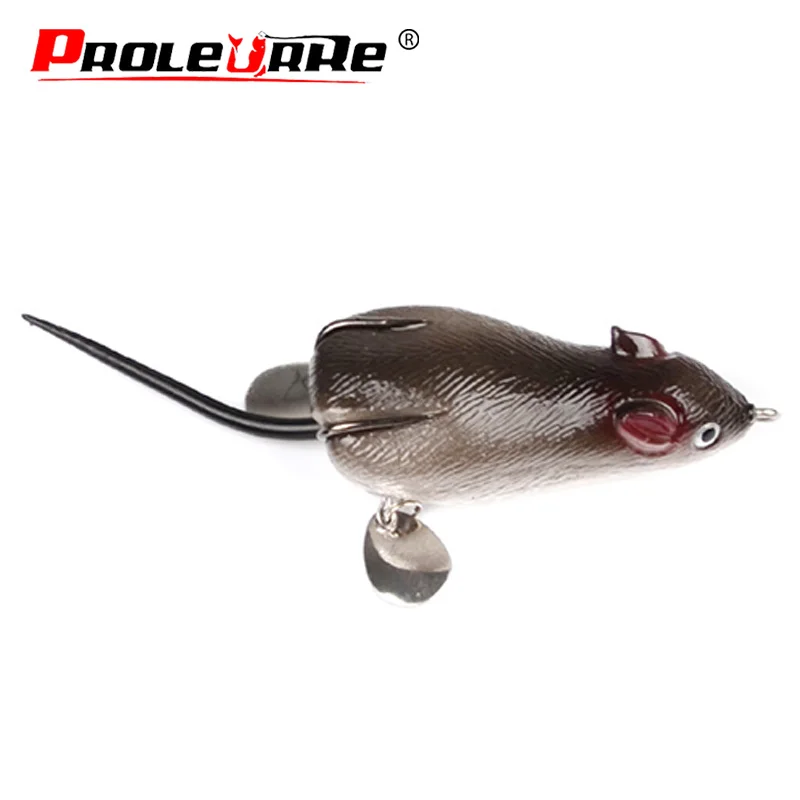 

1Pcs 360 degree rotating spoon Soft Mouse Bait Bells Sound 7cm 17.5g fishing lure Frog Silicon Artificial Set Sea Swim Bait