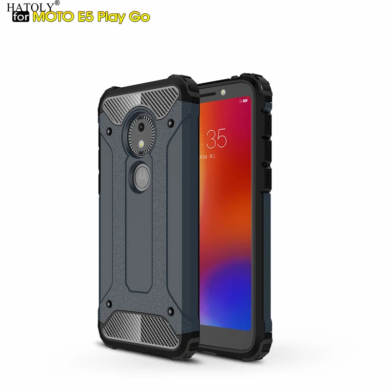 

HATOLY чехол для Motorola Moto E5 Play GO, тяжелый армированный тонкий жесткий резиновый чехол, силиконовый чехол для телефона Moto E5 Play GO Android