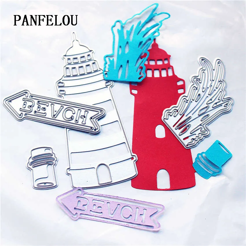 PANFELOU металлическое ремесло Морской Маяк бумажные штампы для высечки