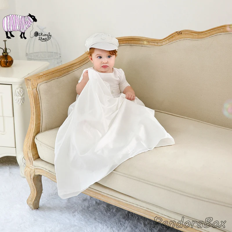 Baby Boy Baptism White Gowns Photography Props Infant Shower Christening Outfits Set Birthday Photo Shoot Blessing Clothes |