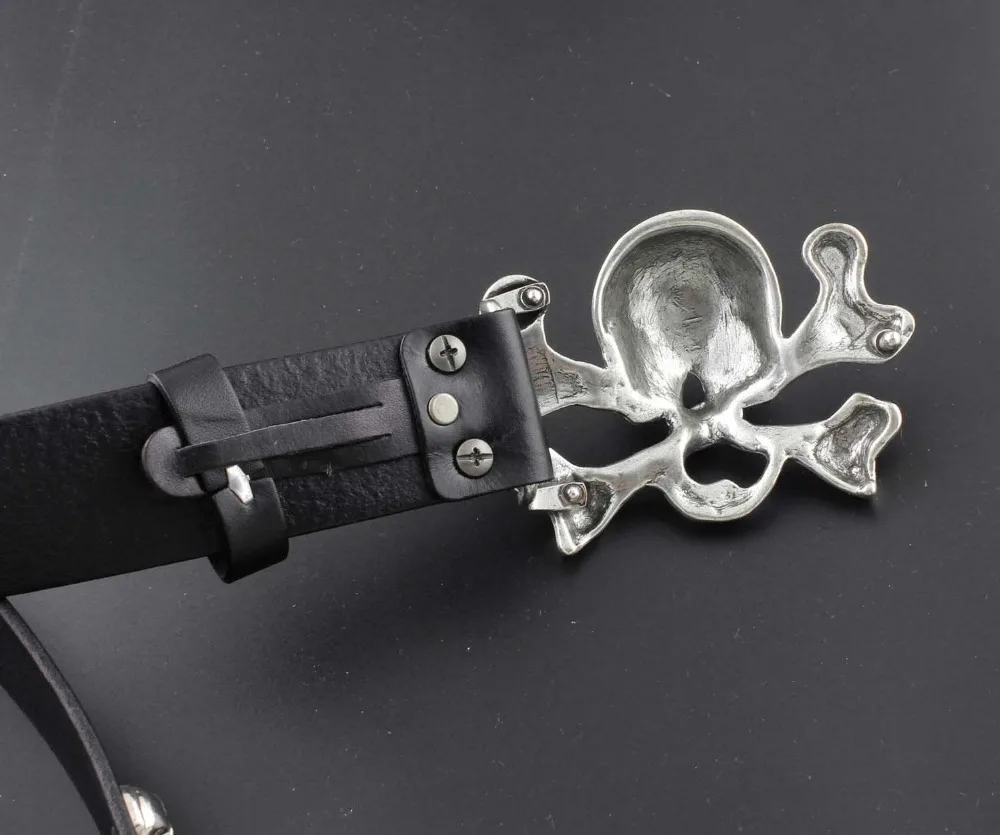 Мужской ремень из натуральной кожи с черепами металлический панк Рок Dope Biker |