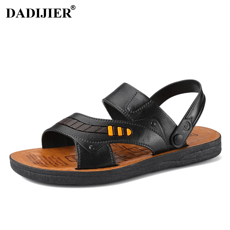 

DADIJIER 2018 Non-slip Breathable Leather Summer Men Flip Flopssandals Men Leather Shoes Casual Sandalias Men Beach Shoes JH264