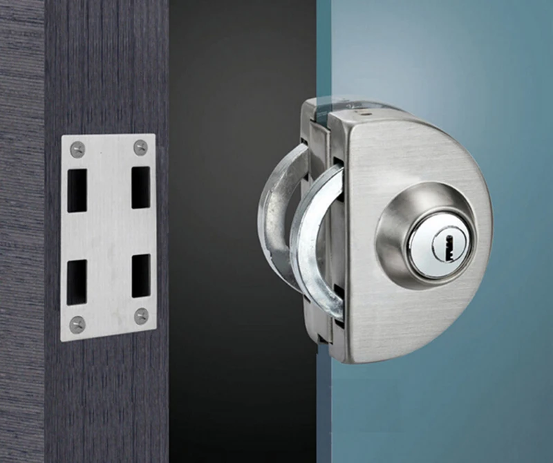 Стеклянный дверной замок защелки нержавеющая сталь 304 без отверстия одна дверь