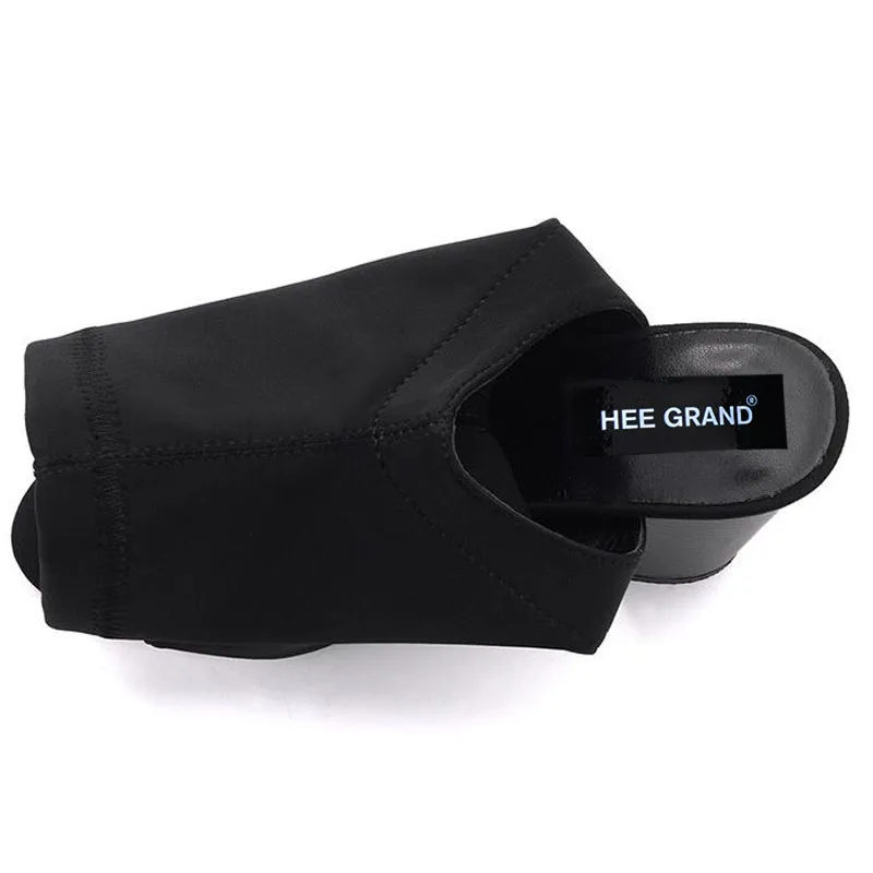 HEE GRAND/Осенние Сапоги до середины икры с открытым носком женские модные туфли