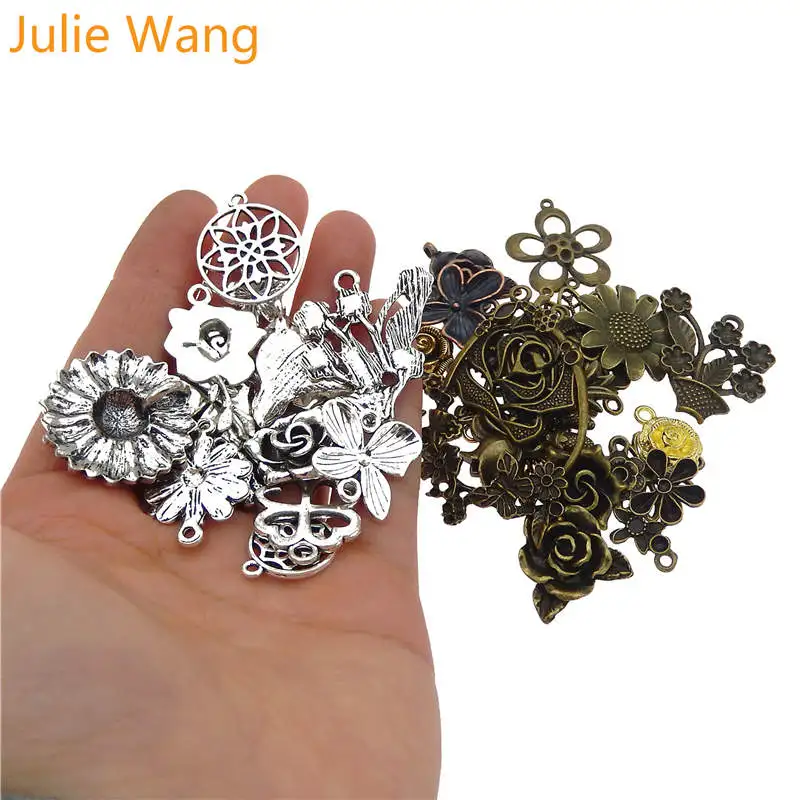 Julie Wang 10 шт. случайная отправка подвески в виде цветов РОЗА Подсолнух антикварное