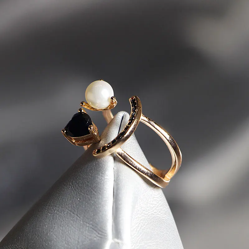 Элегантное качество 925 кольца Регулируемый индивидуальный смайлик форма жемчуг