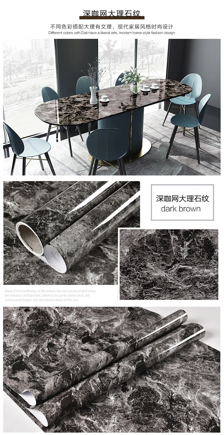 80cm Kitchen oil stickers self-adhesive marble pattern waterproof cabinet stove countertop wallpaper desktop bathroom renovation