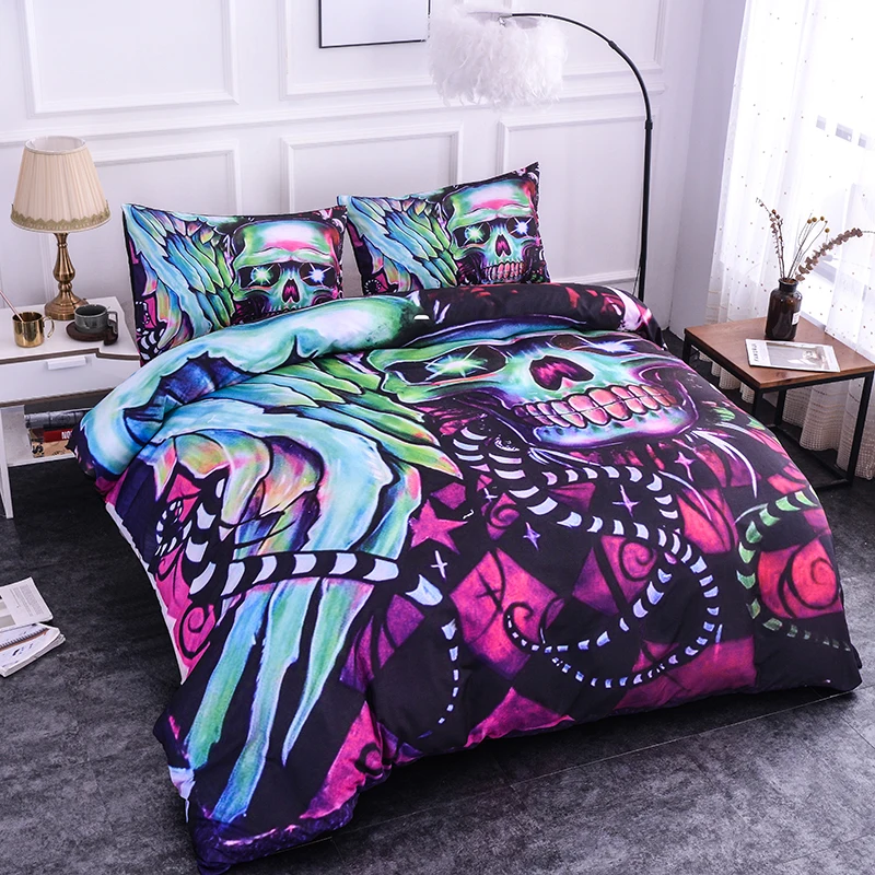 Boniu Sugar Skull Комплект постельного белья для любителей черепов 3D череп со змеиным