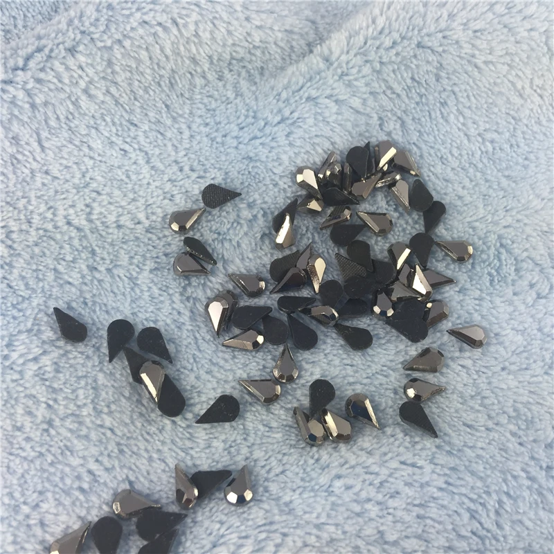 5*8MM 50pcs Hot Fix Rhinestone Drop shaped Gunmetal Special-shaped Strass Crystal and Stones For Dress Crafts | Дом и сад
