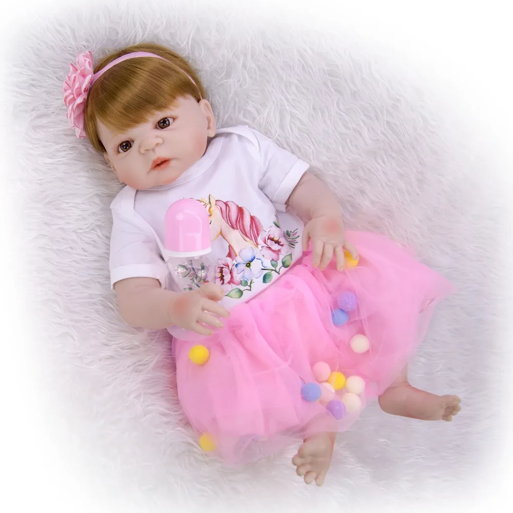 Красивые коричневые волосы для девочек силиконовые куклы новорожденных