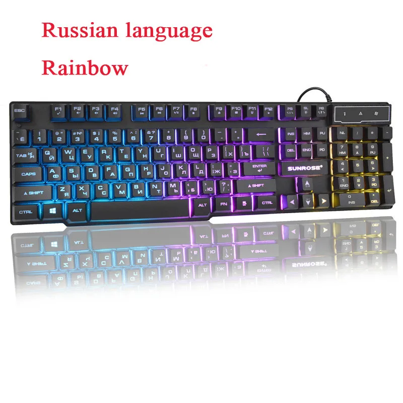 Розовый USB Проводная игровая клавиатура с 104 клавишами, русская английская раскладка, радужная светящаяся клавиатура для компьютера, ноутбука, настольного ноутбука - Цвет: Розовый