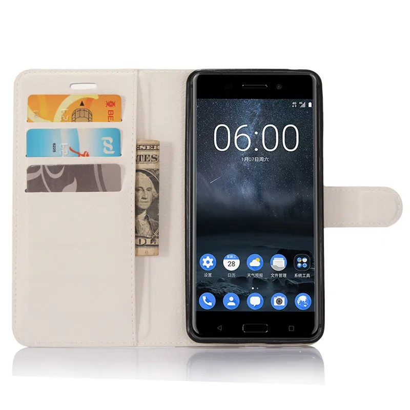 Чехол бумажник для Nokia 6 2017 кожаный чехол книжка TA 1021 1033 бампер из ТПУ с
