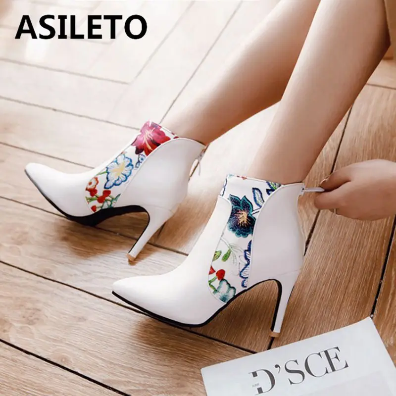 Женские ботильоны на высоком каблуке ASILETO большого размера 44 45 женские ботинки