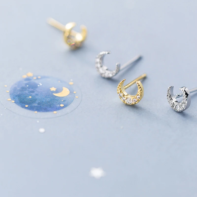 Женская серьга в форме Луны маленькие серьги из стерлингового серебра S925 пробы с