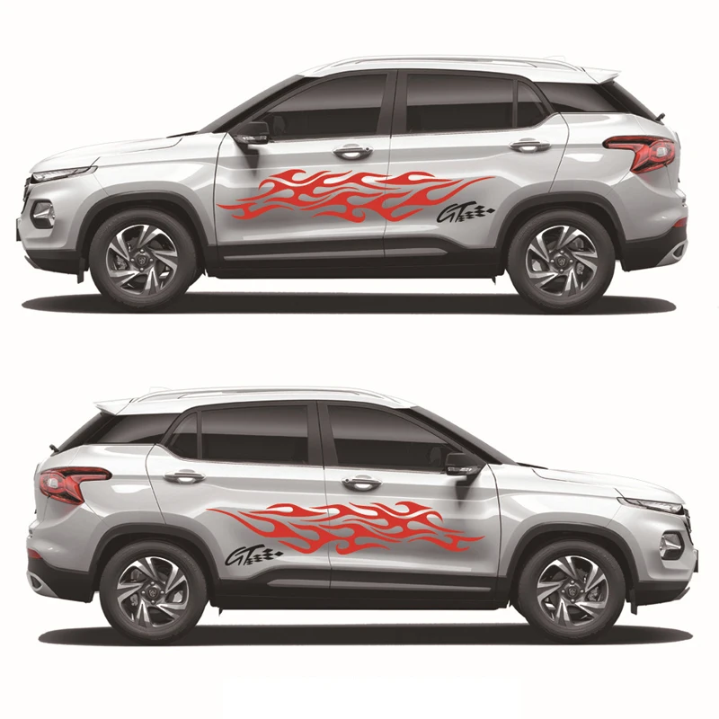 

190cm Car Sticker Set Styling Fire Flame Pattern Decal Whole Body Vinyl Decor Car Body Covers Auto Accessories Red