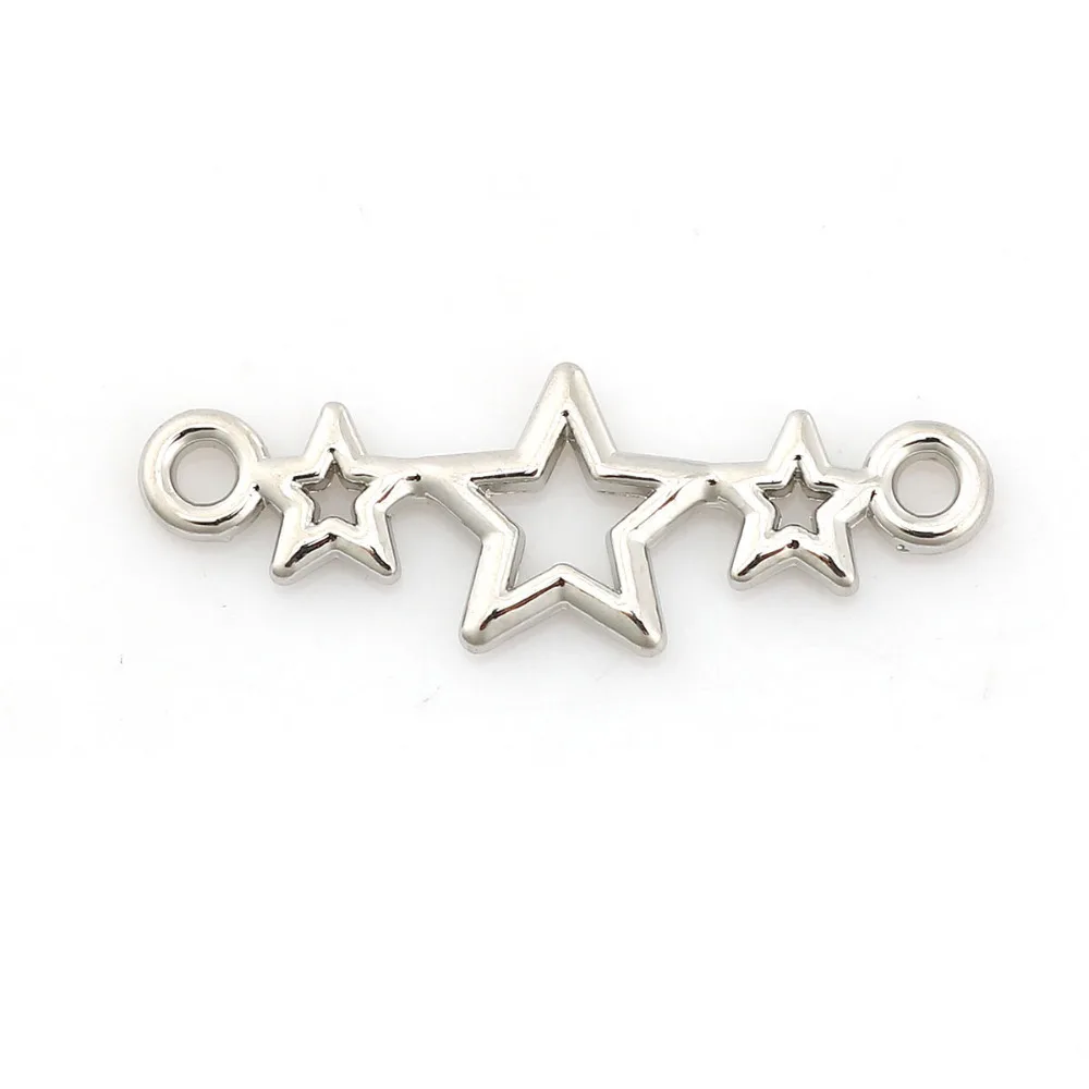 DoreenBeads Zinc Based Alloy Connectors Jewelry Findings Pentagram Star Gold Silver Color 25mm(1&quot) x 9mm( 3/8&quot) 20 PCs | Украшения