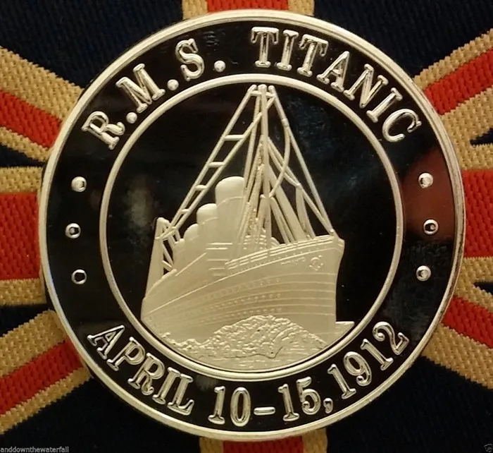 100 pcs/lot free shipping DHL 2017 Ship April 12 1912 RMS White Star Line Flag Gold Plated Titanic Coins | Дом и сад