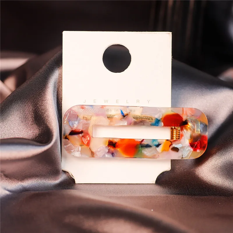 Square Multicolor Карамельный цвет Смола Капля воды/прямоугольная заколка для волос для девочек заколки для волос сладкий Повседневный инструмент для укладки заколка для женщин девушки головные уборы Подарок - Цвет: Square Multicolor