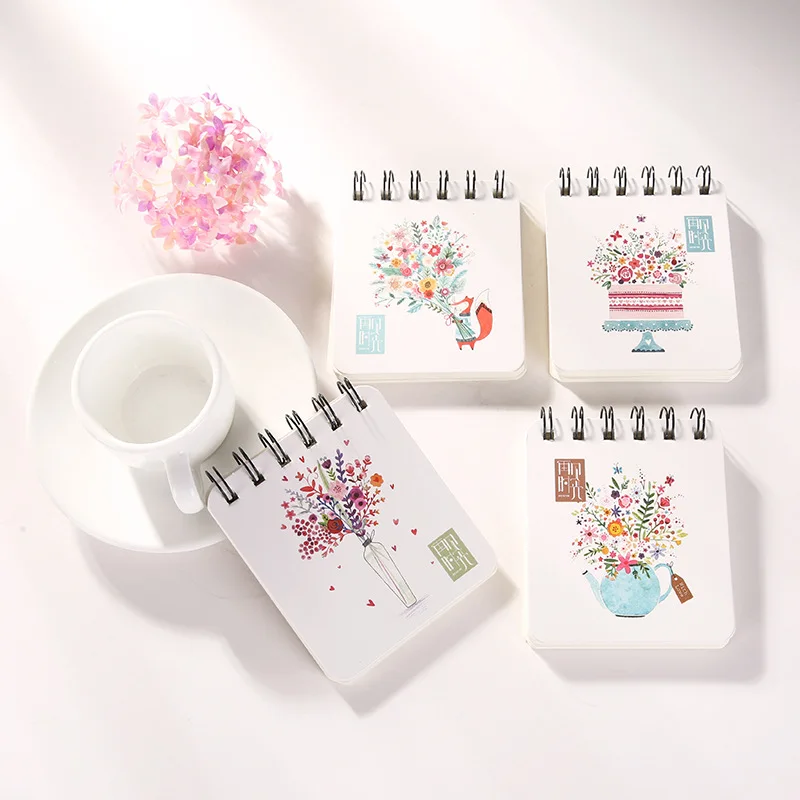 Мультфильм красивый цветок Еженедельный план спираль тетрадь Agend организатор