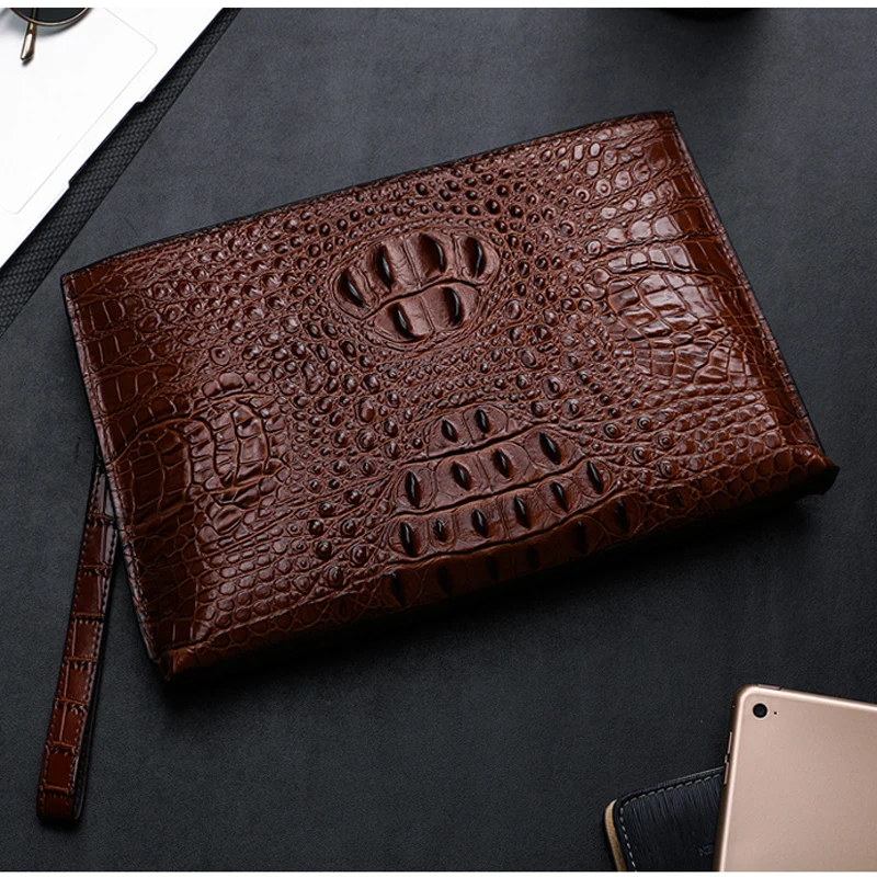 BAQI Men Handbags 2019 Fashion Genuine Leather Cowhide Alligator Embossing Purse Men Wallets Clutch Bag Business Bag Card Holder
