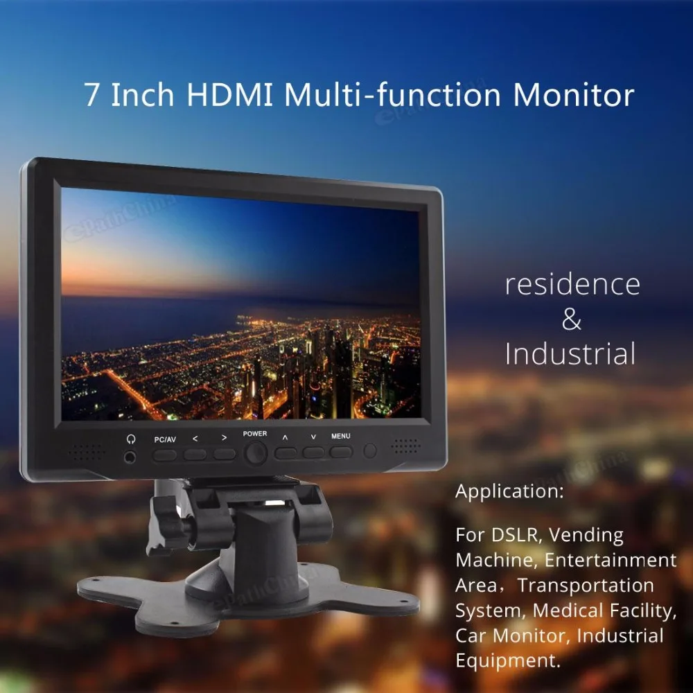 Универсальный DC 12V 800x480 7 дюймов Автомобильный Монитор яркий цвет HDMI интерфейс TFT lcd AV VGA авто монитор заднего вида