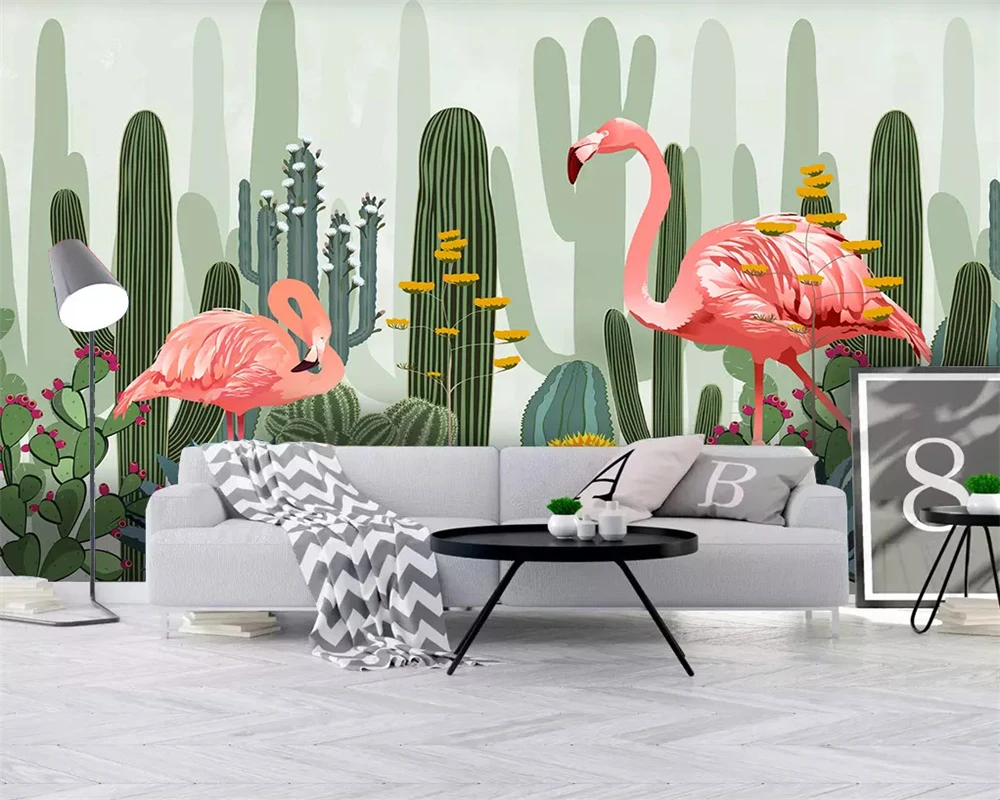 

beibehang Custom wall papers home decor fashion wallpaper Nordic hand-painted American garden cactus children's room background