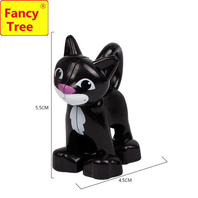 black garfield Совместимые с Duplo Основные строительные блоки с крупными частицами аксессуары животные зоопарк утка овца кошка корова свинья лошадь игрушки подарочные кубики - Цвет: black garfield