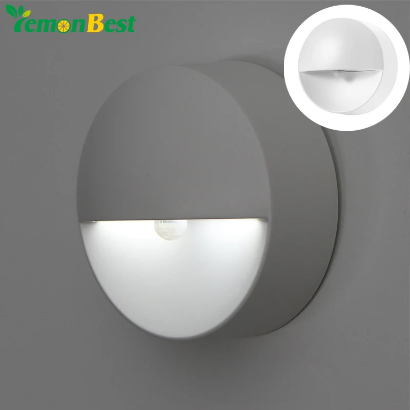 Lemonbest 6 светодиодный настенный светильник движения PIR Сенсор ночник Батарея Powered