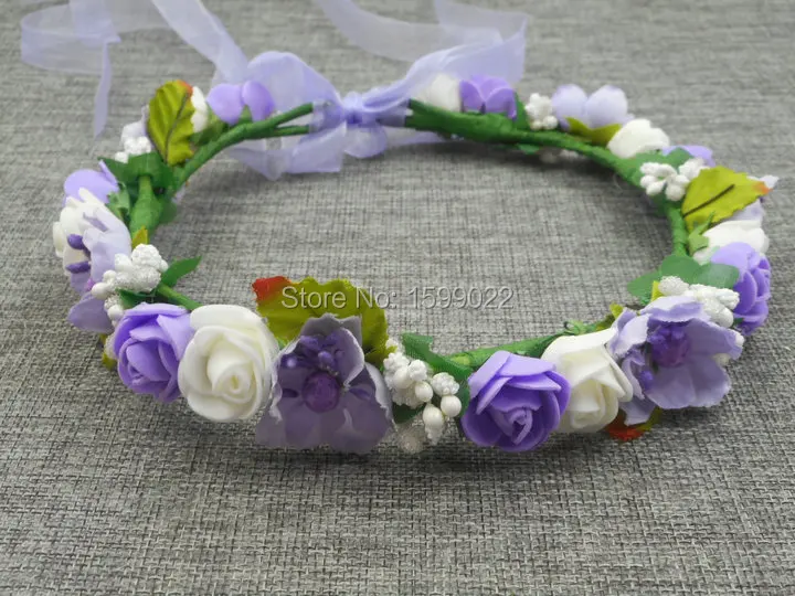 Новинка 5 шт./лот цветок ручной работы венок на голову для девочек синие белые