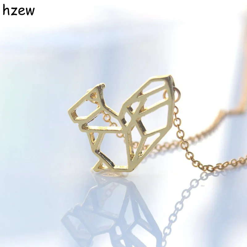 Hzew мин 1 шт золотистого и серебристого цвета белка оригами Ожерелье Подвески для