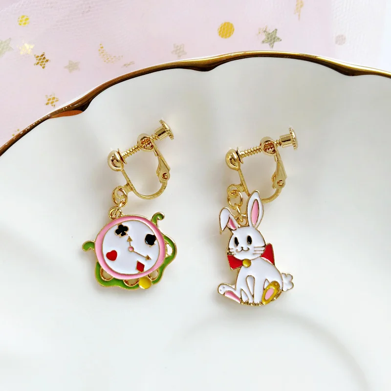 Японские серьги клипсы куртки аниме асимметричные без отверстия для маленькой