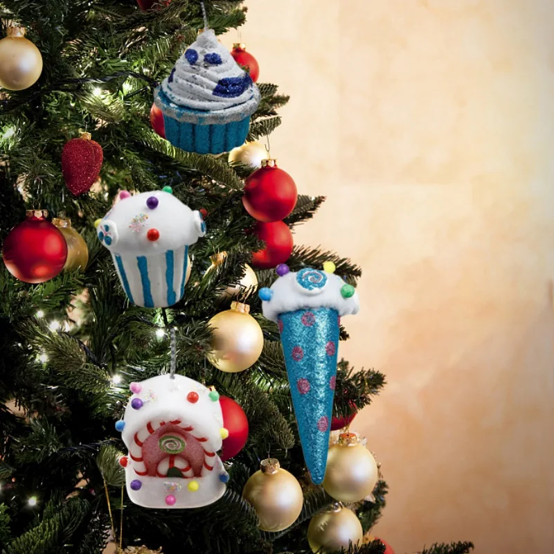 Случайный цвет Рождество попкорн Торт Мороженое украшения для рождественской