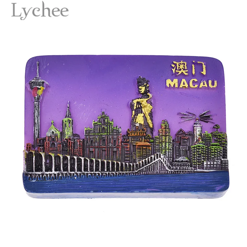 Lychee Life Макао пейзаж магнит на холодильник креативные прямоугольные магниты