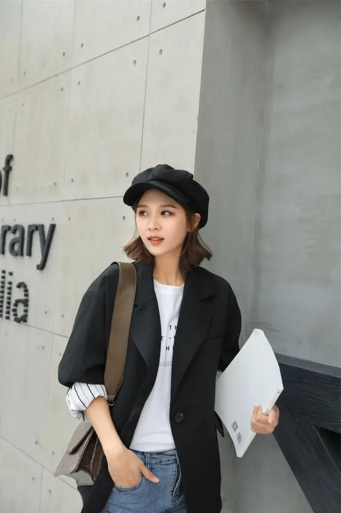 MAERSHEI wool Women Beret Autumn Winter Octagonal Cap Hats Stylish Artist Painter Newsboy Caps Black Grey Beret Hats